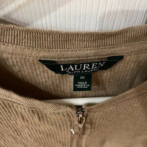 Women's Lauren Ralph V Neck Half-Zip Thin Sweatshirt